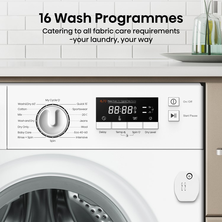 Hisense 3S Series 8kg Wash 6kg Dry 1400rpm Integrated Washer Dryer - White