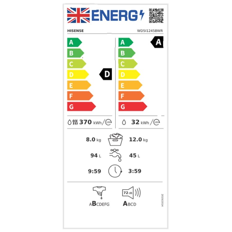 Hisense KitchenFit 5i Series 12kg Wash 8kg Dry 1400rpm Washer Dryer - White