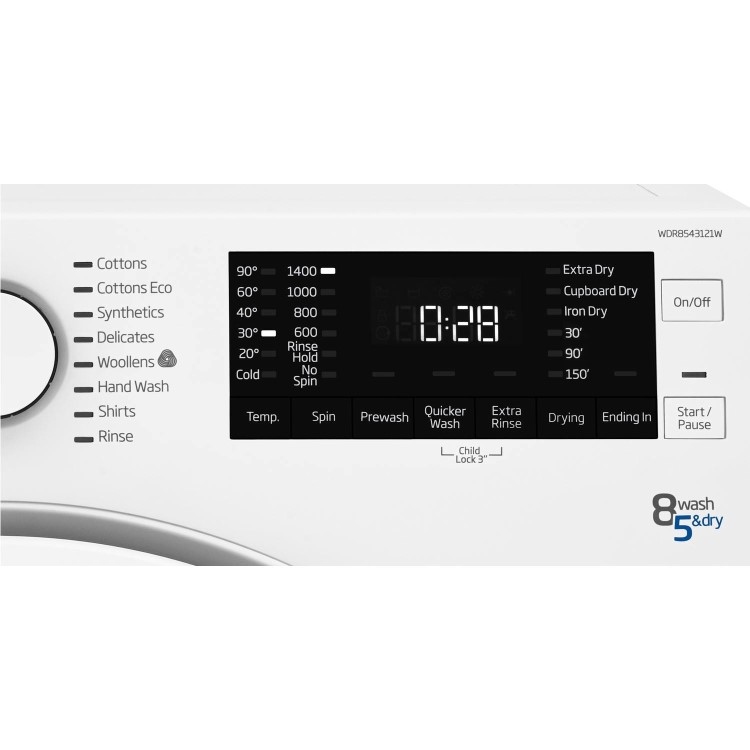 Beko WDR8543121W 8kg Wash 5kg Dry 1400rpm Freestanding Washer Dryer - White