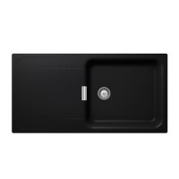 Single Bowl Inset Black Granite Kitchen Sink with Reversible Drainer - Rangemaster Schock Wembley D-100L