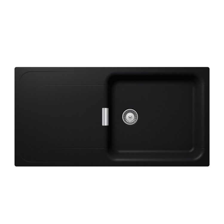 Single Bowl Inset Black Granite Kitchen Sink with Reversible Drainer - Rangemaster Schock Wembley D-100L