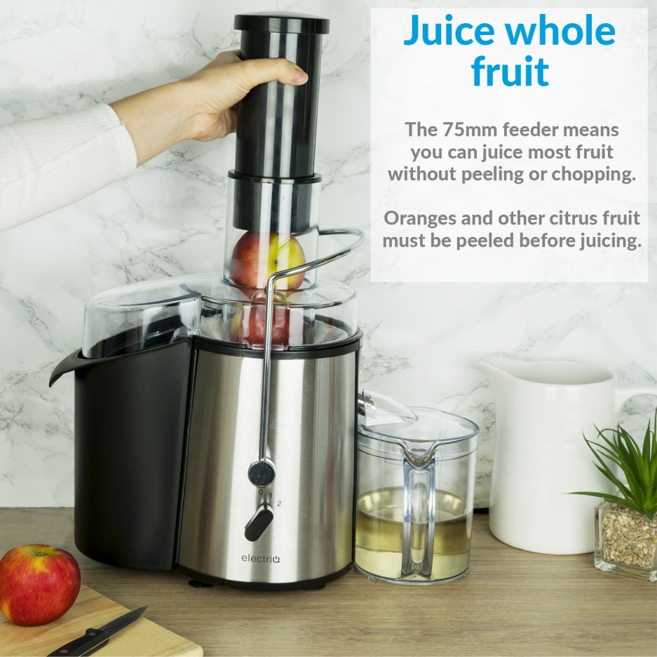 electriQ Whole Fruit 990W Power Juicer Stainless Steel WF1000