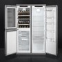 Smeg WF354LX Classic 54cm Wide Frost Free Left Hinge Freestanding Upright Combi Wine Cooler & Freezer - Stainless Steel