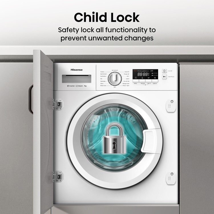 Hisense 3 Series 7kg 1400rpm Integrated Washing Machine - White