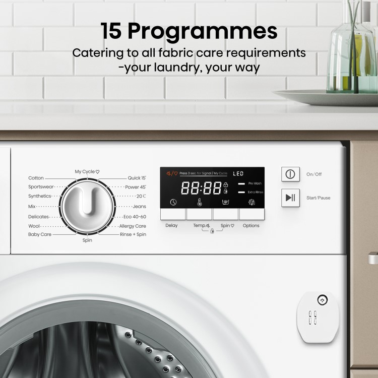 Hisense 3 Series 8kg 1400rpm Integrated Washing Machine - White