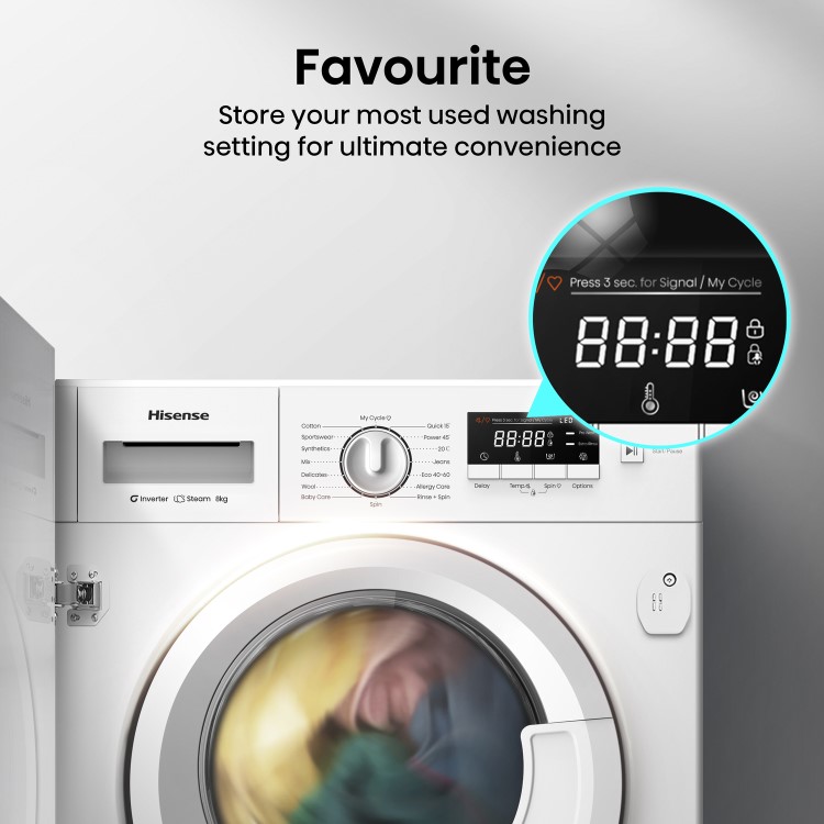 Hisense 3 Series 8kg 1400rpm Integrated Washing Machine - White