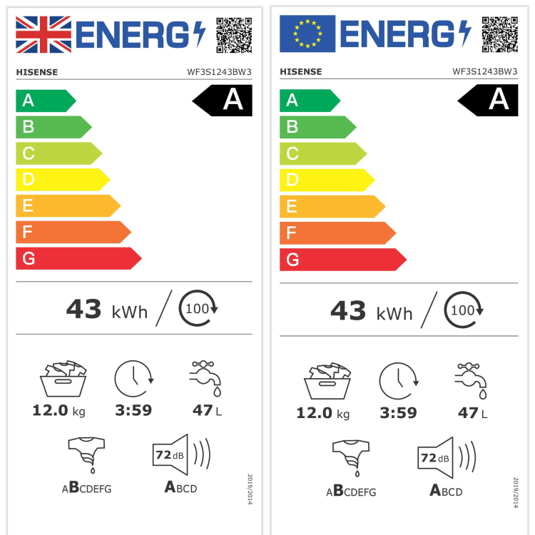 Hisense 3 Series 12kg 1400rpm Washing Machine - White
