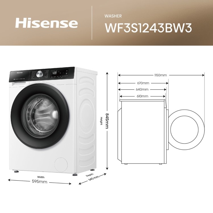 Hisense 3 Series 12kg 1400rpm Washing Machine - White