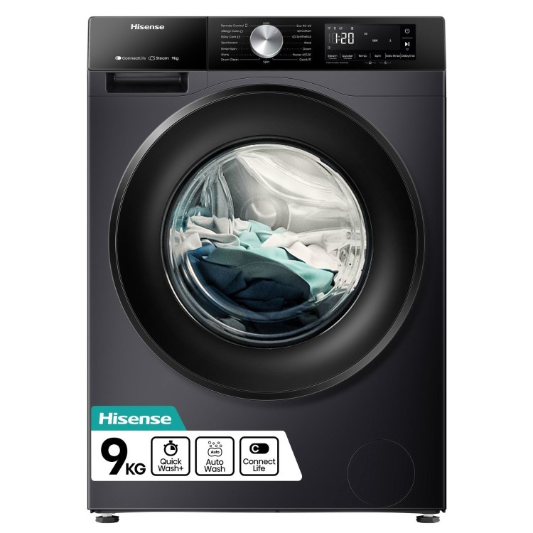 Hisense 3 Series 9kg 1400rpm Washing Machine - Black