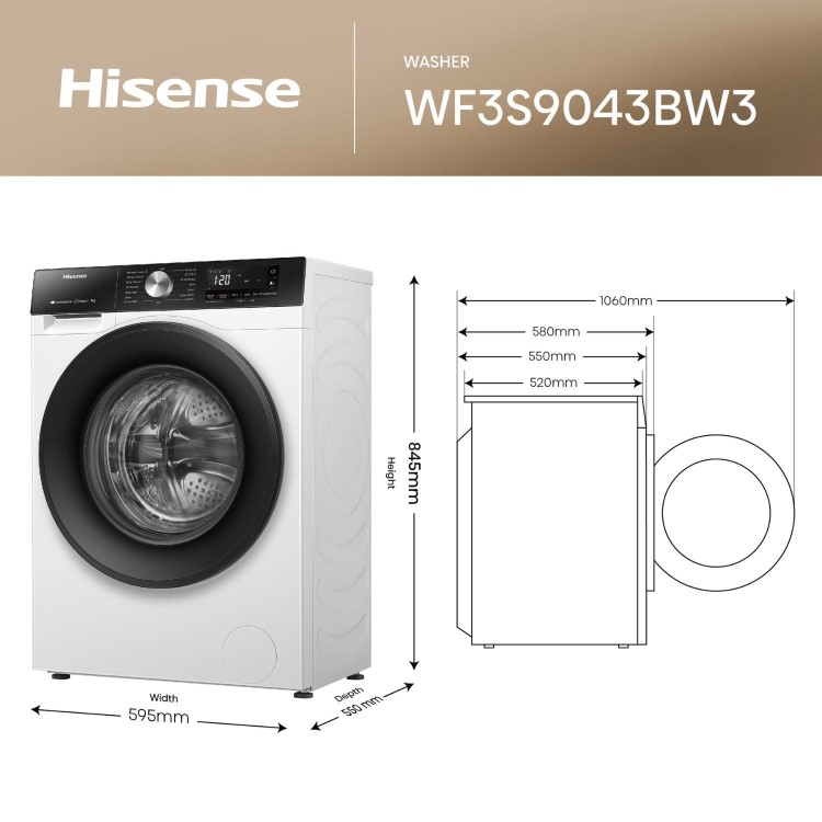 Hisense 3 Series 9kg 1400rpm Washing Machine - White