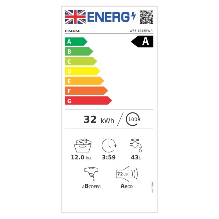Hisense KitchenFit 5i Series 12kg 1400rpm Washing Machine - White