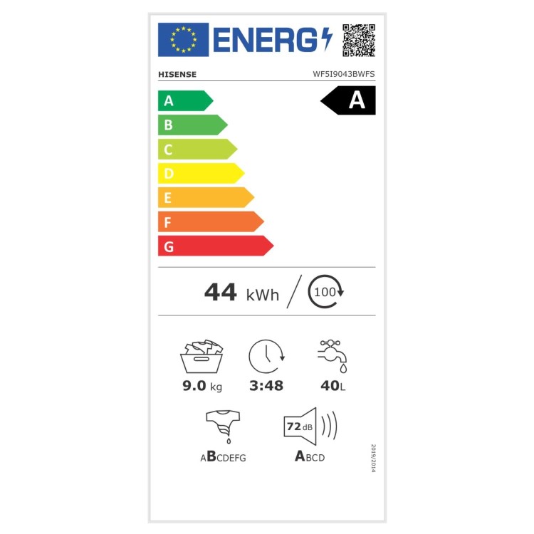 Hisense KitchenFit 5i Series 9kg 1400rpm Washing Machine - White