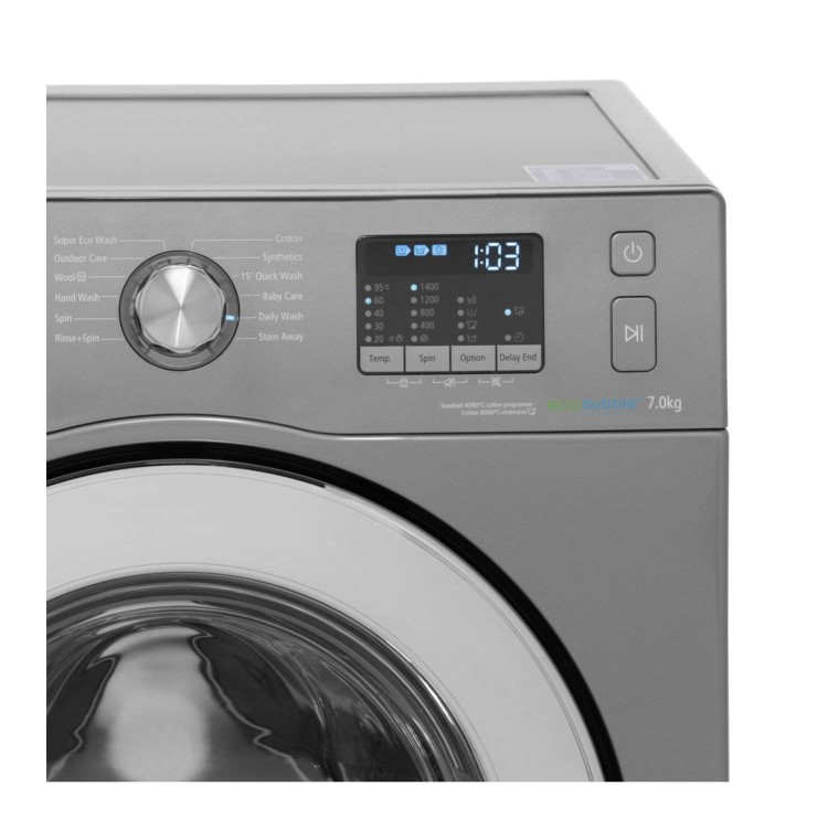 GRADE A1 - Samsung WF70F5E2W4X EcoBubble 7kg 1400rpm Freestanding Washing Machine Graphite Grey