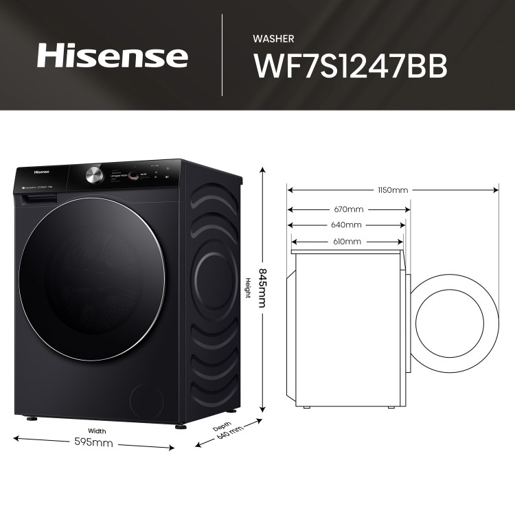 Hisense 7S Series 12kg 1400rpm Washing Machine - Black