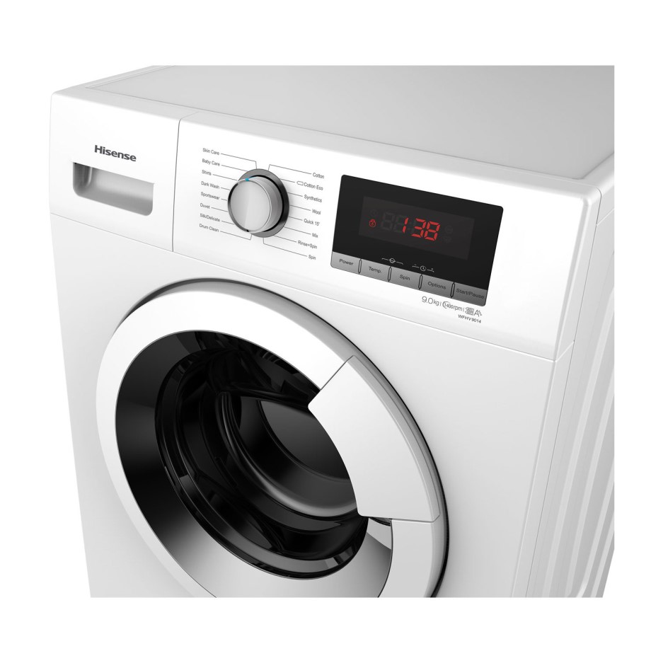 Hisense WFHV9014 9kg 1400rpm Freestanding Washing Machine White Appliances Direct