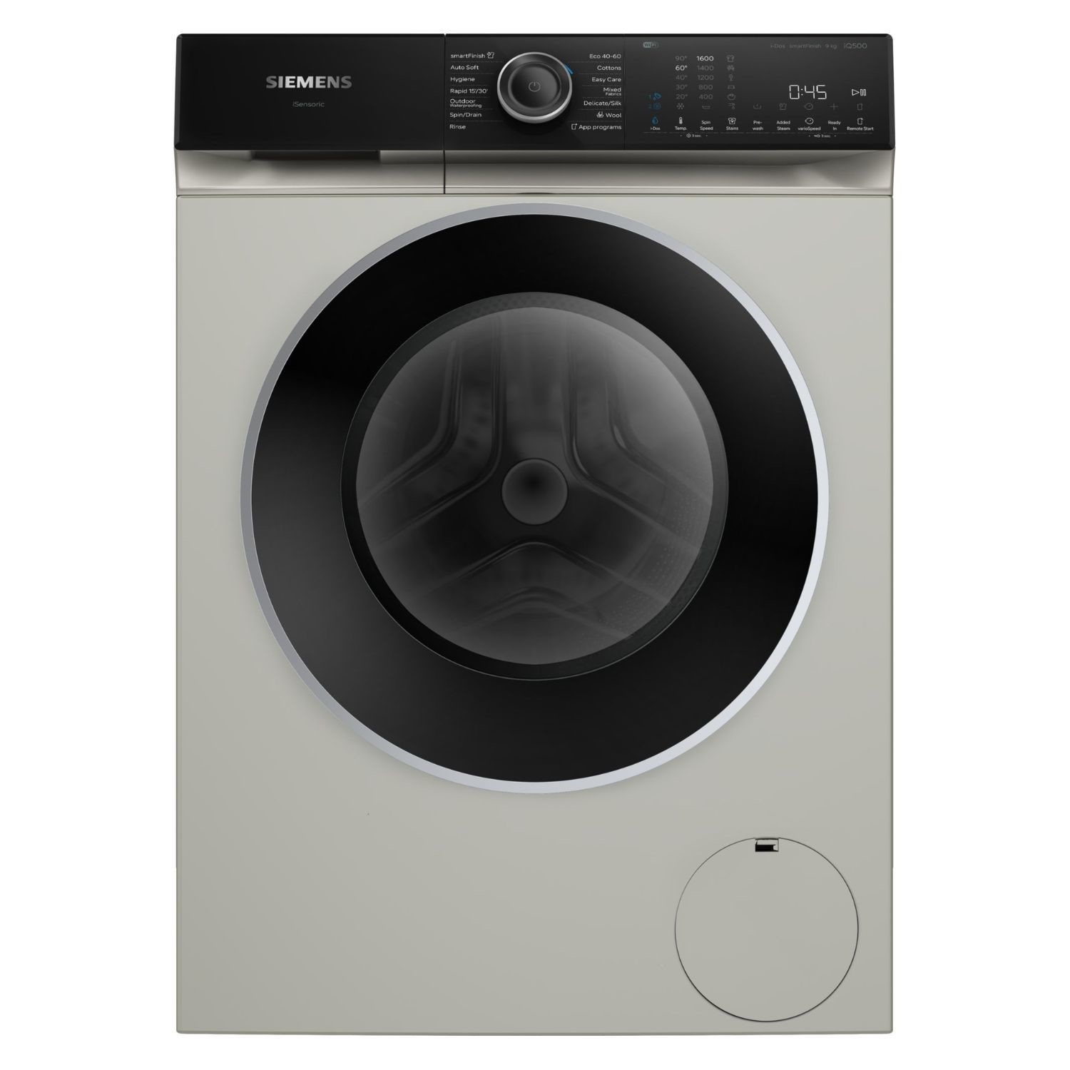 Siemens iQ500 9kg Washing Machine - 1600rpm Smart Wi-Fi Auto Dose A-Rated - Freestanding Silver