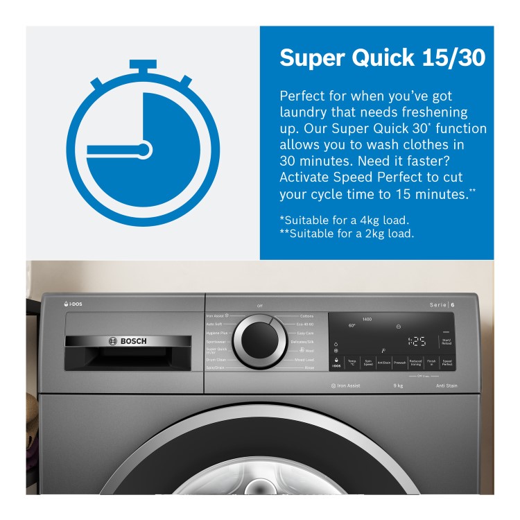Bosch Series 6 9kg 1400rpm Washing Machine - Grey