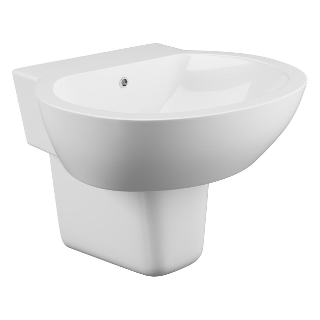 Anise Wall Mount Sink with Semi Pedestal - 1 Tap Hole