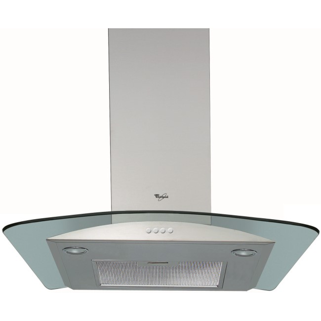 Whirlpool WHG66AM 60cm Chimney Cooker Hood With Curved Glass Canopy - Stainless Steel