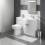 GRADE A1 - Curved White Right Hand Bathroom Vanity Unit & Glass Basin - Without Toilet