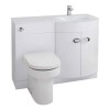 Curved White Right Hand Bathroom Vanity Unit &amp; Glass Basin - Without Toilet