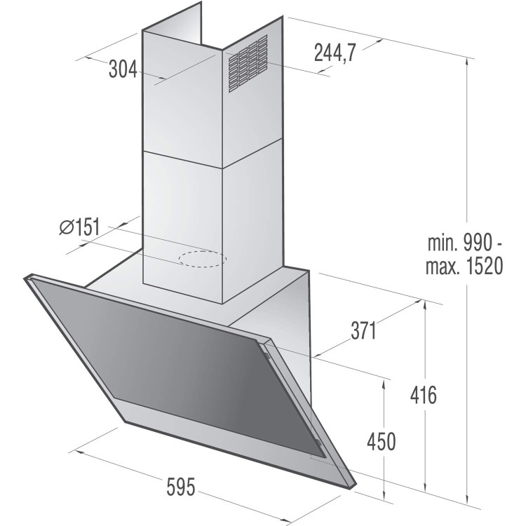 Gorenje WHI651S1XGBUK 60cm Angled Cooker Hood Black And Stainless Steel