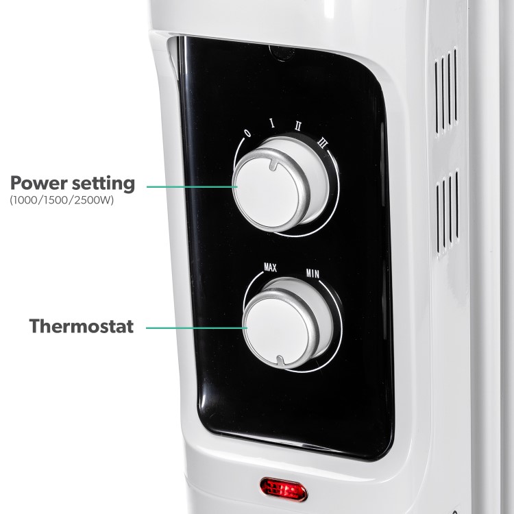 Argo Whisper 2.5 kw Oil Filled Radiator 10 fin with Thermostat