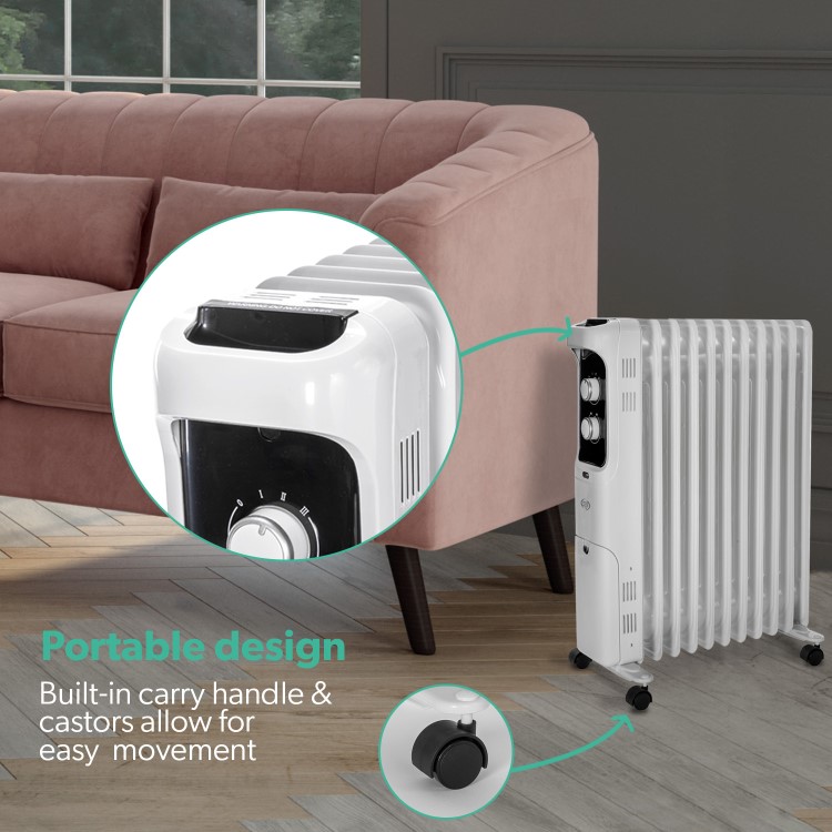 Argo Whisper 2.5 kw Oil Filled Radiator 10 fin with Thermostat