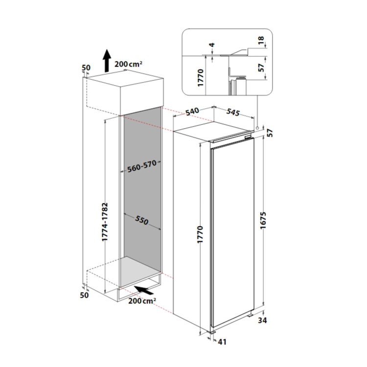 Whirlpool 318 Litre Integrated In-Column Fridge