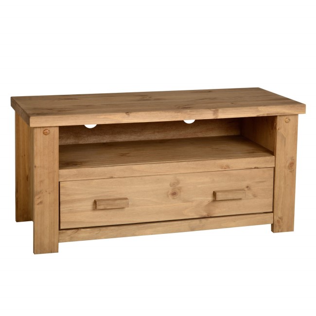 Seconique Tortilla 1 Drawer Flat Screen TV Unit in Waxed Pine - TV's up to 42"