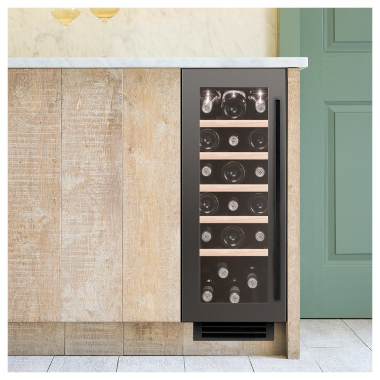 Caple 19 Bottle Capacity Sense 30cm Single Zone Under Counter Wine Cabinet - Gunmetal Grey Door