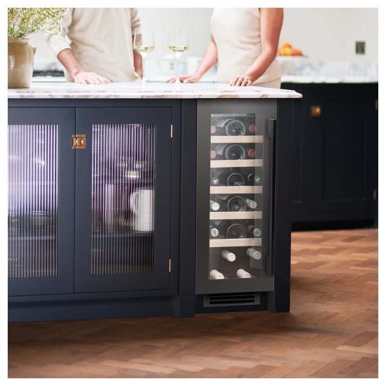 Caple 19 Bottle Capacity Sense 30cm Single Zone Under Counter Wine Cabinet - Gunmetal Grey Door