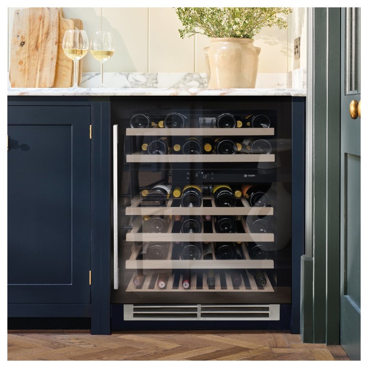 Caple Sense 46 Bottle Dual Zone Under Counter Freestanding Wine Cabinet - Black