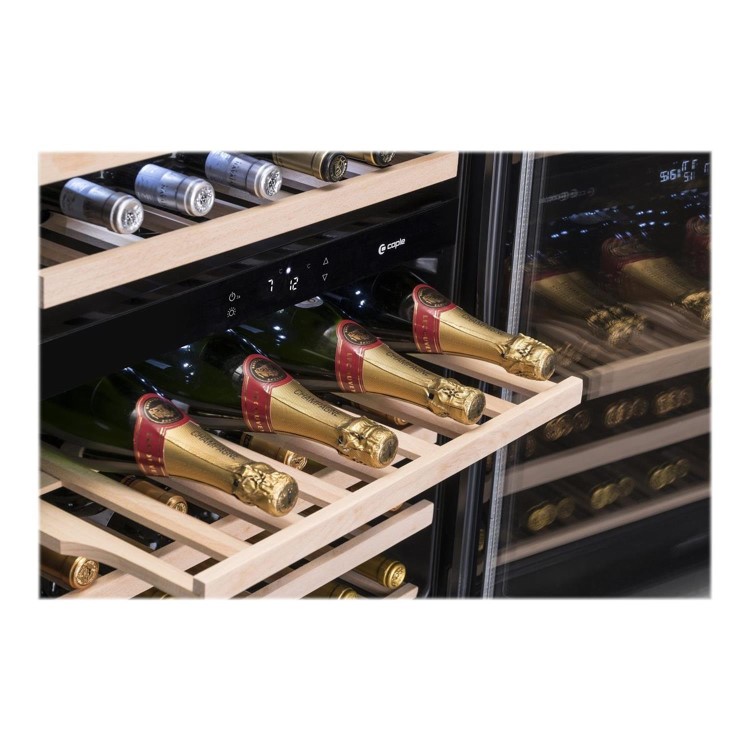 Caple Sense 52 Bottle Dual Zone Under Counter Freestanding Wine Cabinet - Black Glass Door