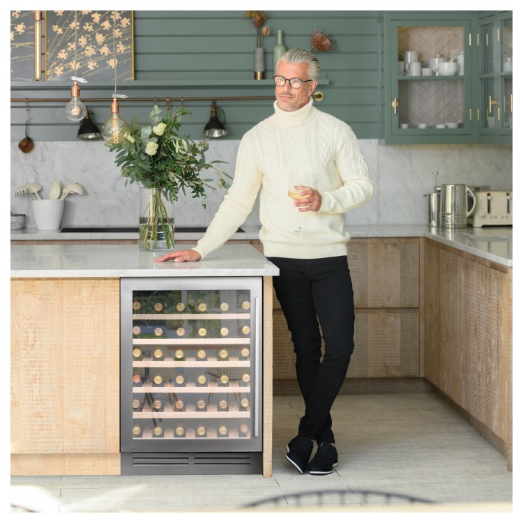 Caple Classic 52 Bottle Single Zone Under Counter Freestanding Wine Cabinet - Stainless Steel