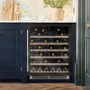 Caple Sense 52 Bottle Dual Zone Under Counter Freestanding Wine Cabinet - Black Glass Door