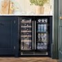 Caple Sense 38 Bottle Side-by-side Dual Zone Under Counter Wine Cabinet - Black Glass Doors