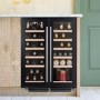 Caple Sense 38 Bottle Side-by-side Dual Zone Under Counter Wine Cabinet - Black Glass Doors
