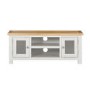 Cream Painted TV Unit iwith Oak Top and Cupboards - Willow