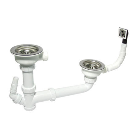 Leisure Sinks WKIT04 Chrome Basket Strainer Waste Kit for 1.5 And 2 Bowl Sinks