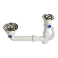 Leisure Sinks WKIT08 Chrome Basket Strainer Waste Kit For 1.5 Bowl Ceramic Sinks