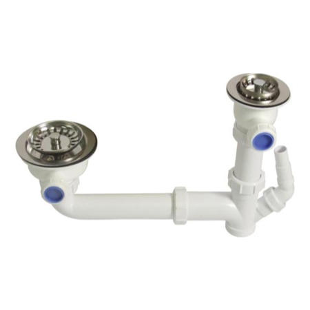 Leisure Sinks WKIT08 Chrome Basket Strainer Waste Kit For 1.5 Bowl Ceramic Sinks