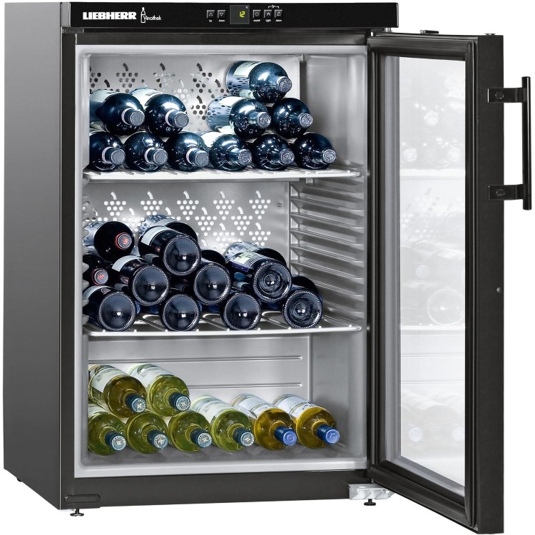 Liebherr 66 Bottle Capacity Single Zone Vinothek 89x60cm Long Term Storage Wine Cabinet - Black