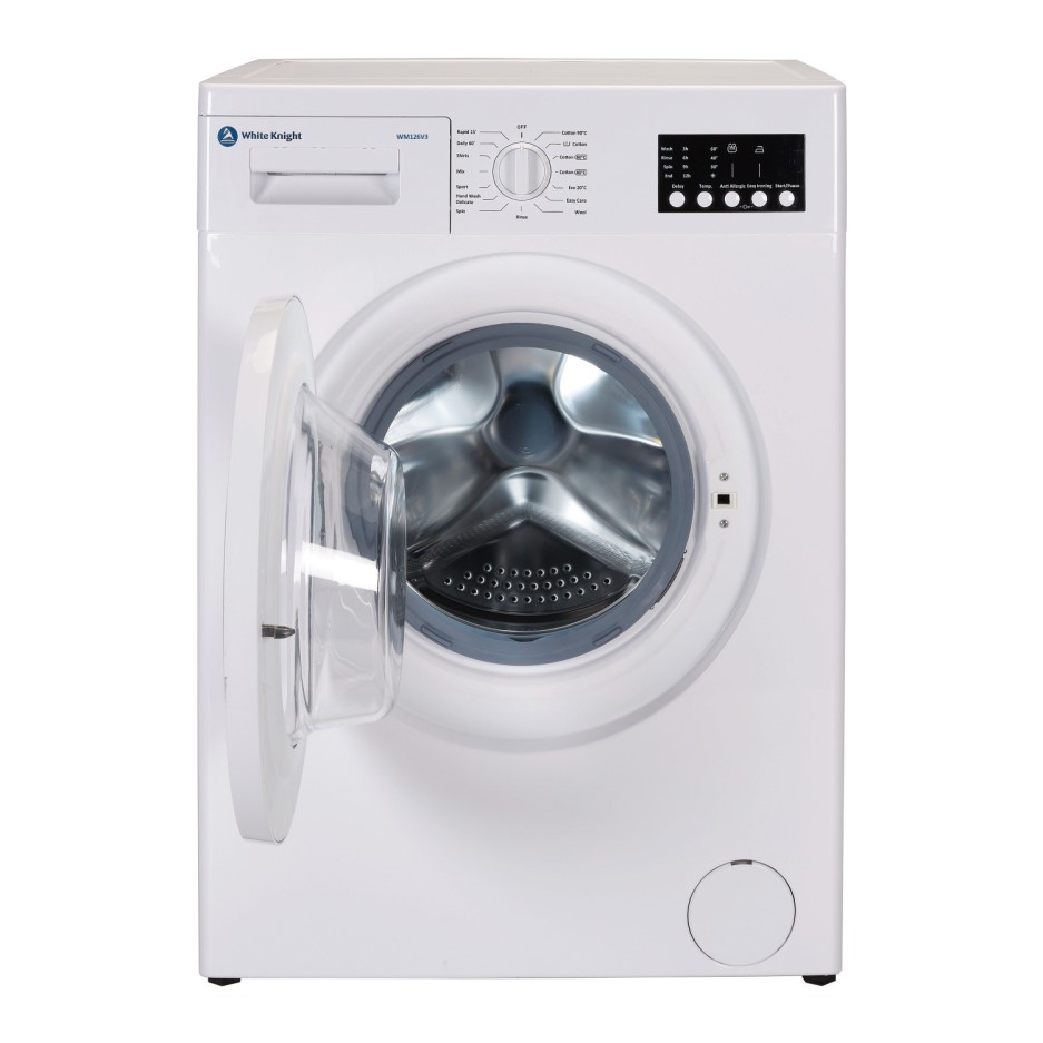 White Knight WM126V3 6kg 1200rpm Freestanding Washing Machine White Appliances Direct