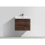 Walnut Wall Hung Bathroom Vanity Unit & Basin - 600mm Wide - Oakland