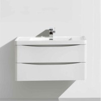 GRADE A2 - White Wall Hung Bathroom Vanity Unit & Basin - 600mm Wide - Oakland