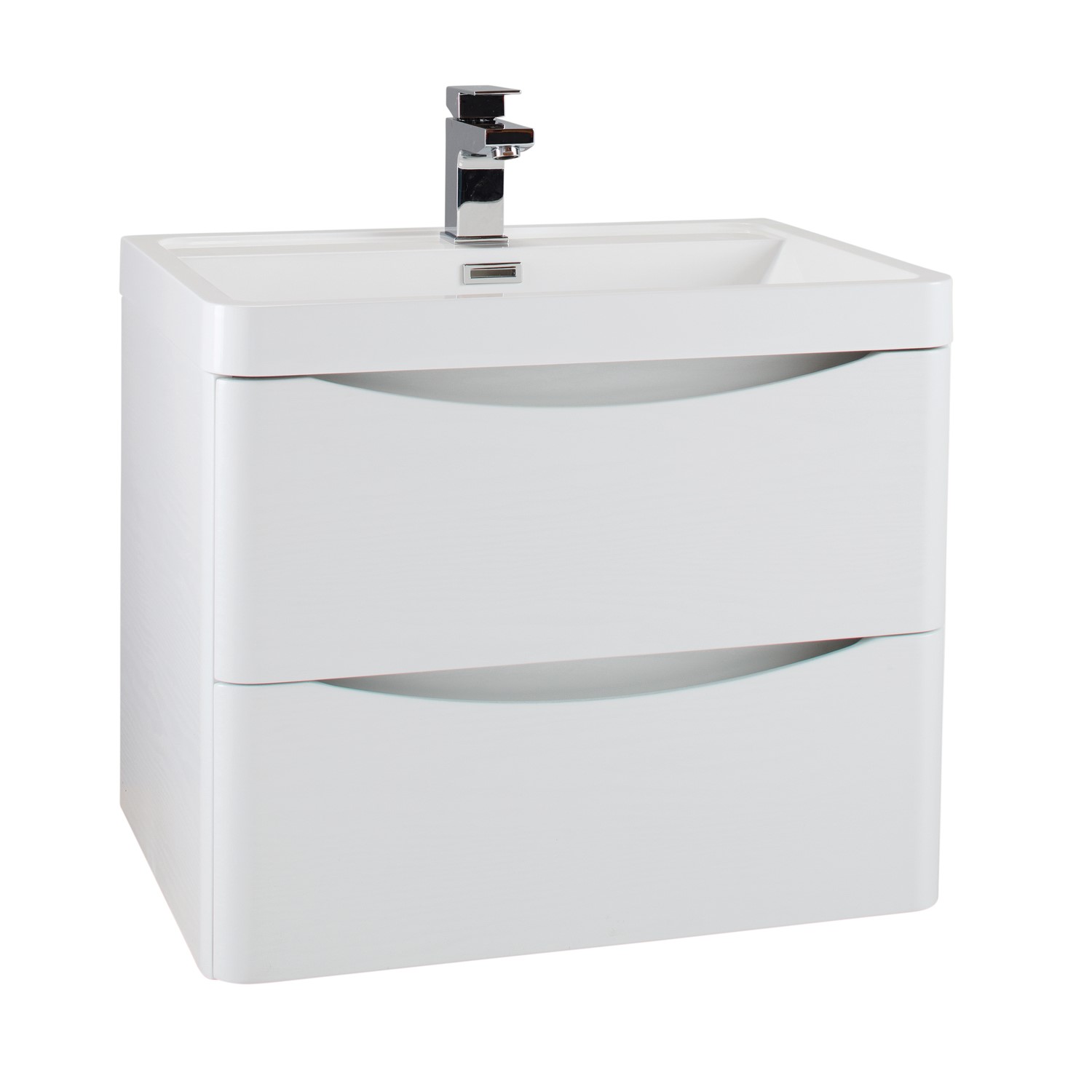 White Wall Hung Bathroom Vanity Unit Basin 600mm Wide