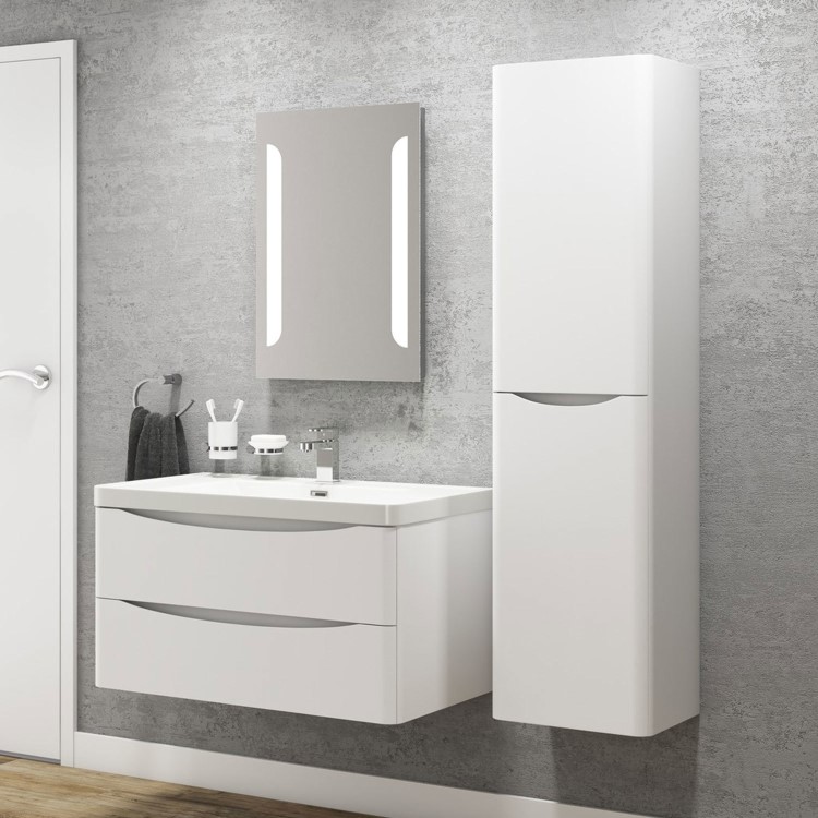 GRADE A2 - White Wall Hung Bathroom Vanity Unit & Basin - 600mm Wide - Oakland
