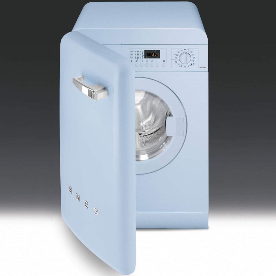 Smeg WMFABAZ1 50s Style 5kg 1600rpm Freestanding Washing Machine Pastel Blue Appliances Direct