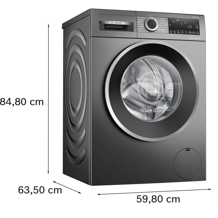 Refurbished Bosch Series 6 WNG254R1GB Freestanding 10.5/6KG 1400 Spin Washer Dryer Graphite